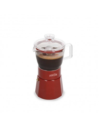 LC VERONA GLASS ESPRESSO MAKER 6 CUP RED