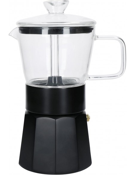 LC VERONA GLASS ESPRESSO MAKER 6 CUP BLACK