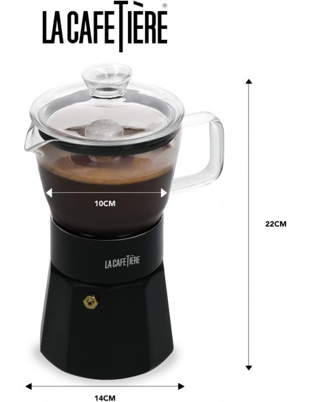 LC VERONA GLASS ESPRESSO MAKER 6 CUP BLACK