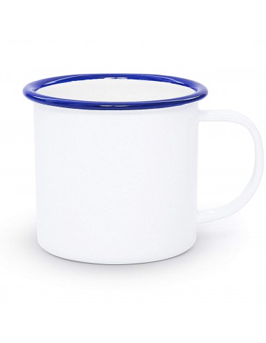 ENAMEL MUG WHITE WITH BLUE RIM