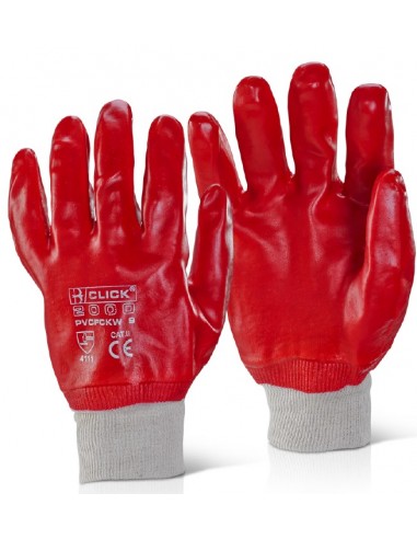 PVC KNITWRIST GLOVES RED RG40