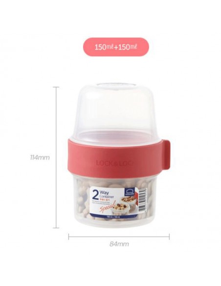 LOCKNLOCK 2-WAY CONTAINERS, 150ML & 150ML - RED