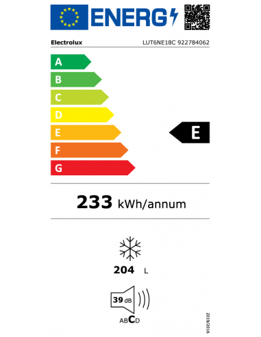 ELECTROLUX INTEGRATED 204L FREEZER...