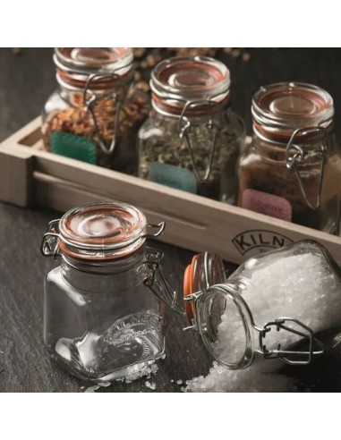 KILNER GLASS CLIP TOP SPICE JAR SET