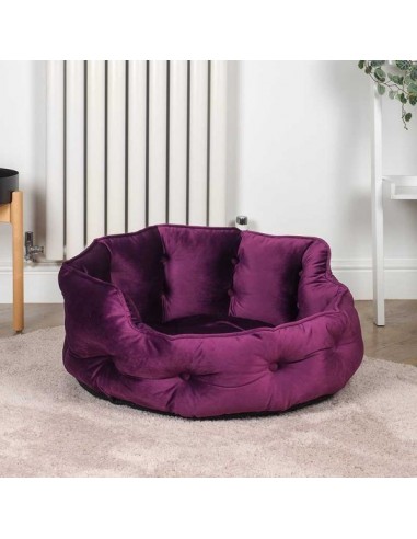 BUTTON-TUFTED ROUND BED - MULBERRY LARGE