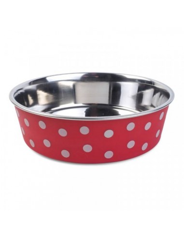 RED POLKA 17CM FOOD BOWL