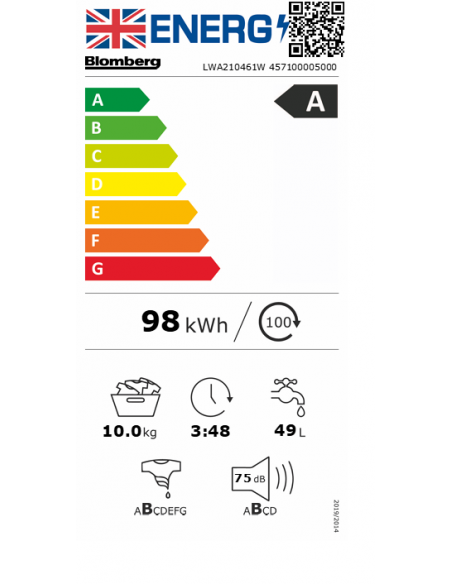 BLOMBERG 10KG A RATED WASHING MACHINE