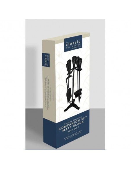 5 PIECE FIREPLACE SET BLACK 63CM 25"