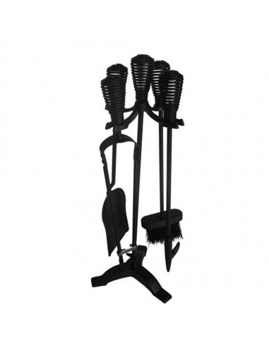 5 PIECE FIREPLACE SET BLACK 63CM 25"