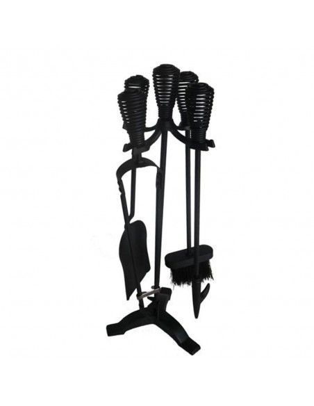 5 PIECE FIREPLACE SET BLACK 63CM 25"