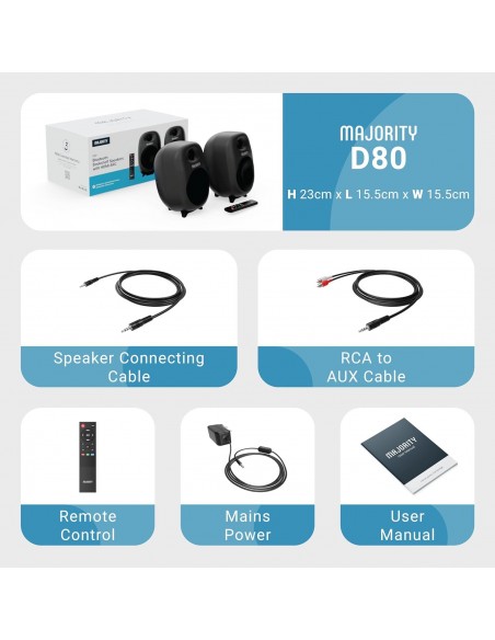 MAJORITY D80 BOOKSHELF SPEAKERS 80W