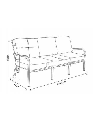 BUXTON 3 SEAT GARDEN LOUNGE SET