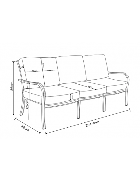 BUXTON 3 SEAT GARDEN LOUNGE SET