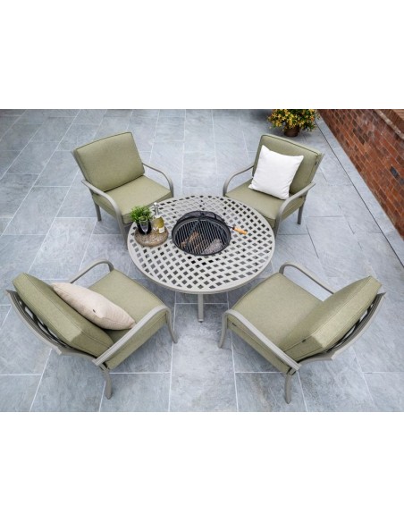 BUXTON 4 SEAT COSY FIRE PIT GARDEN LOUNGE SET