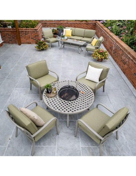 BUXTON 4 SEAT COSY FIRE PIT GARDEN LOUNGE SET