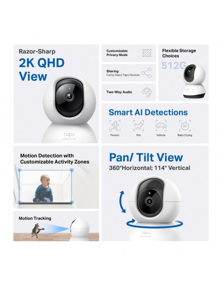 TAPO INDOOR PAN TILT SMART SECURITY CAMERA 2K QHD 4MP