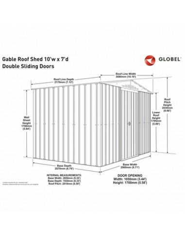 GLOBEL METAL SHED 10 X 7FT ANTHRACITE...