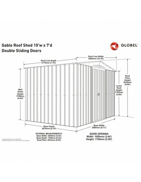 GLOBEL METAL SHED 10 X 7FT ANTHRACITE GREY