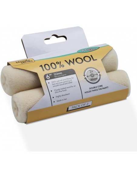 AXUS 100% WOOL DOUBLE CORE MINI ROLLER 6" 150MM 2PACK
