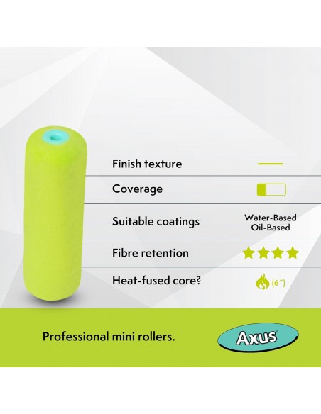 AXUS WOOD FINISHING MINI ROLLER 4" 100MM 3PACK