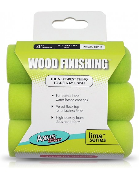AXUS WOOD FINISHING MINI ROLLER 4" 100MM 3PACK