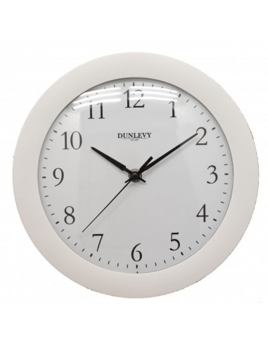 DUNLEVY PLASTIC WALL CLOCK 10" - WHITE