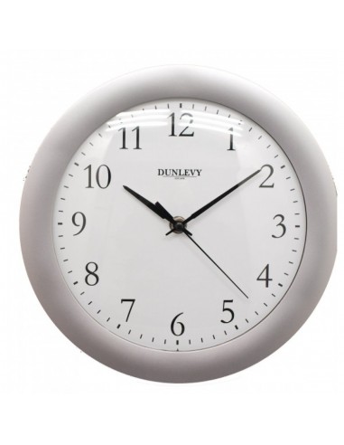DUNLEVY PLASTIC WALL CLOCK 10" - SILVER