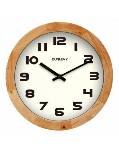 DUNLEVY 10" WOODEN ROUND WALL CLOCK