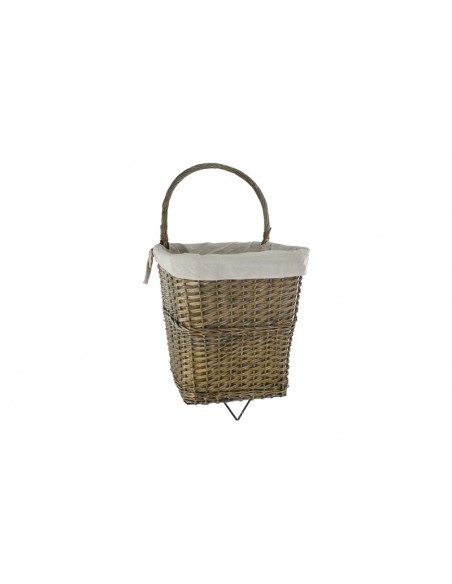 NATURAL WILLOW FIRELOG CART WITH LINER, LARGE - GREY
