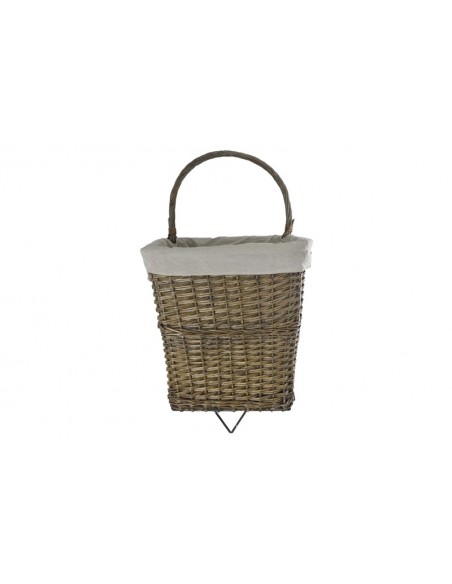 NATURAL WILLOW FIRELOG CART WITH LINER, LARGE - GREY