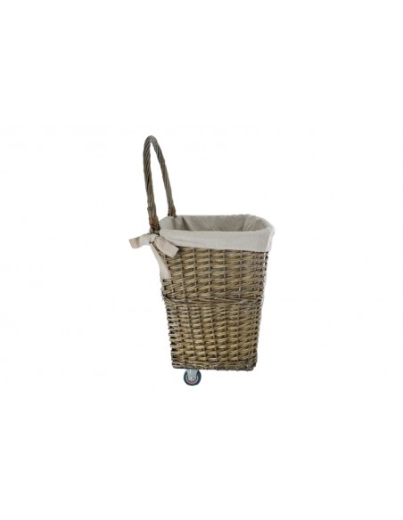 NATURAL WILLOW FIRELOG CART WITH LINER, LARGE - GREY