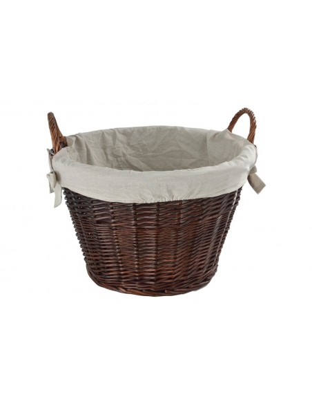 NATURAL WILLOW ROUND BASKET WITH CANVAS LINER