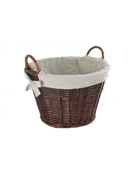 NATURAL WILLOW ROUND BASKET WITH CANVAS LINER