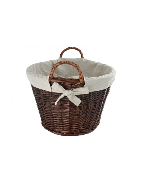 NATURAL WILLOW ROUND BASKET WITH CANVAS LINER