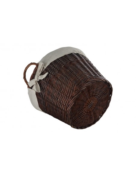 NATURAL WILLOW ROUND BASKET WITH CANVAS LINER