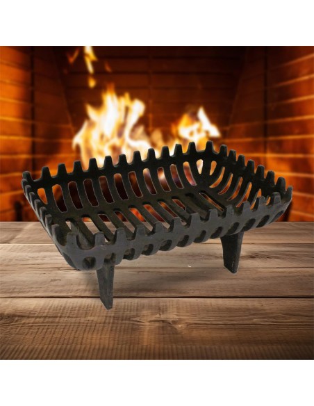 16'' CAST IRON FIRE BASKET GRATE - BLACK