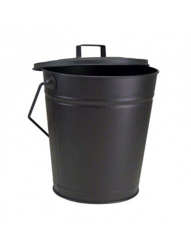 METAL COAL BUCKET WITH LID 12" - BLACK
