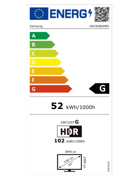 SAMSUNG CRYSTAL UHD 4K HDR SMART TV 43"