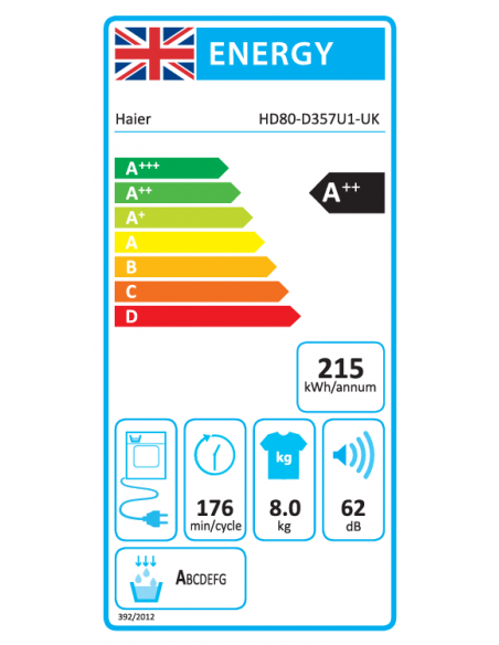 HAIER X SERIES 5 HEAT PUMP TUMBLE DRYER WHITE 8KG