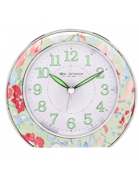 WM.WIDDOP QUARTZ ALARM CLOCK - GREEN LEAF DESIGN L/S/C