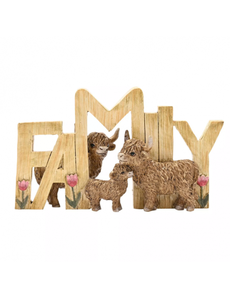 COUNTRY LIVING HIGHLAND COW PLAQUE "FAMILY"