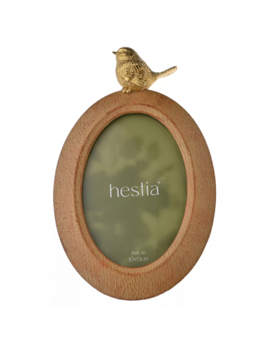 HESTIA WOOD EFFECT OVAL FRAME GOLD...