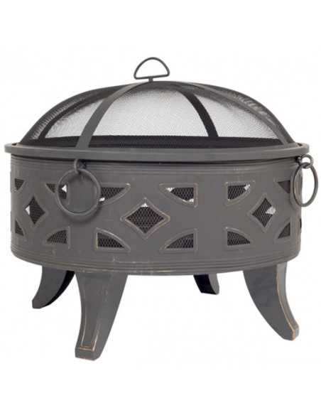 LA HACIENDA DIAMOND DEEP STEEL FIREPIT WITH GRILL