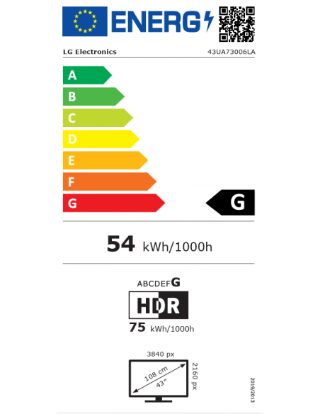 LG 43" UA73 4K ULTRA HD HDR LED SMART TV