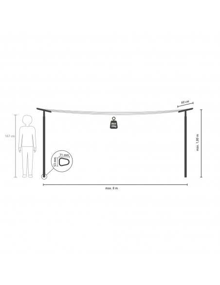 BRABANTIA HANGOUT WASHING LINES WITH POLED 50M