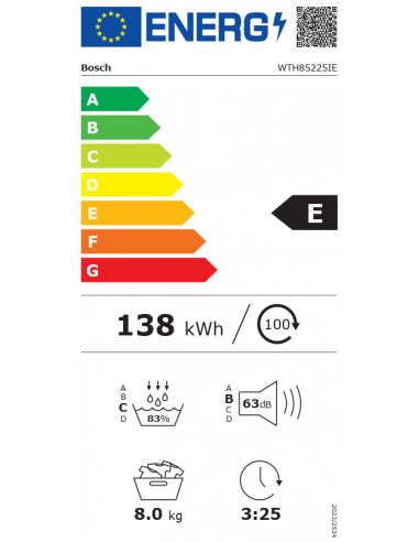 BOSCH 8KG HEAT PUMP TUMBLE DRYER WHITE