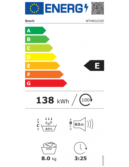 BOSCH 8KG HEAT PUMP TUMBLE DRYER WHITE