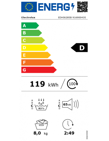ELECTROLUX 8KG HEAT PUMP TUMBLE DRYER