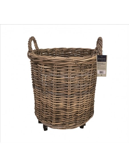 KUBU ROUND BASKET WITH HANDLES & WHEELS MEDIUM  43CM