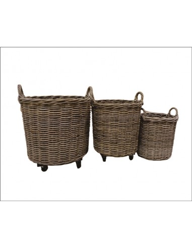 KUBU ROUND BASKET WITH HANDLES &...